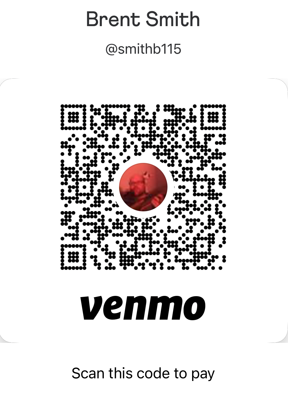 Venmo QR Code for Brent & Rachel